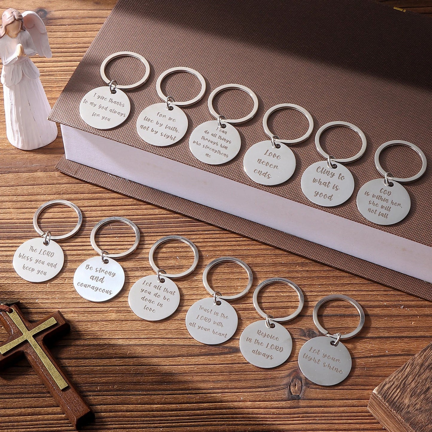 24-Pack Christian Bible Verse Keychains – Bulk Religious Gifts