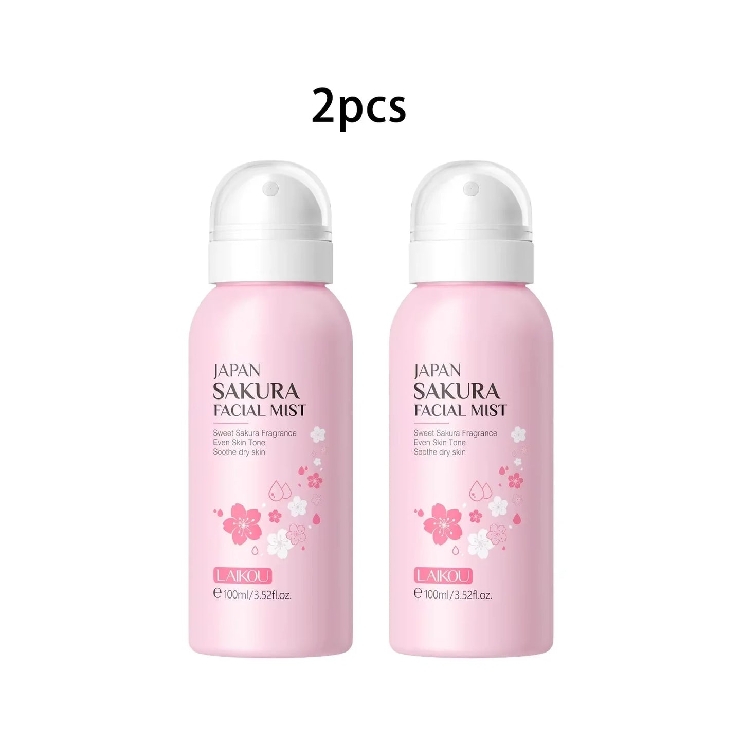 LAIKOU Sakura Facial Mist Brightening Spray Moisturizing Face Serum Brightening Toner Shrink Pores Oil Controlg Skincare 100ml Peaceful Pleasures Health and Wellness 2PCS