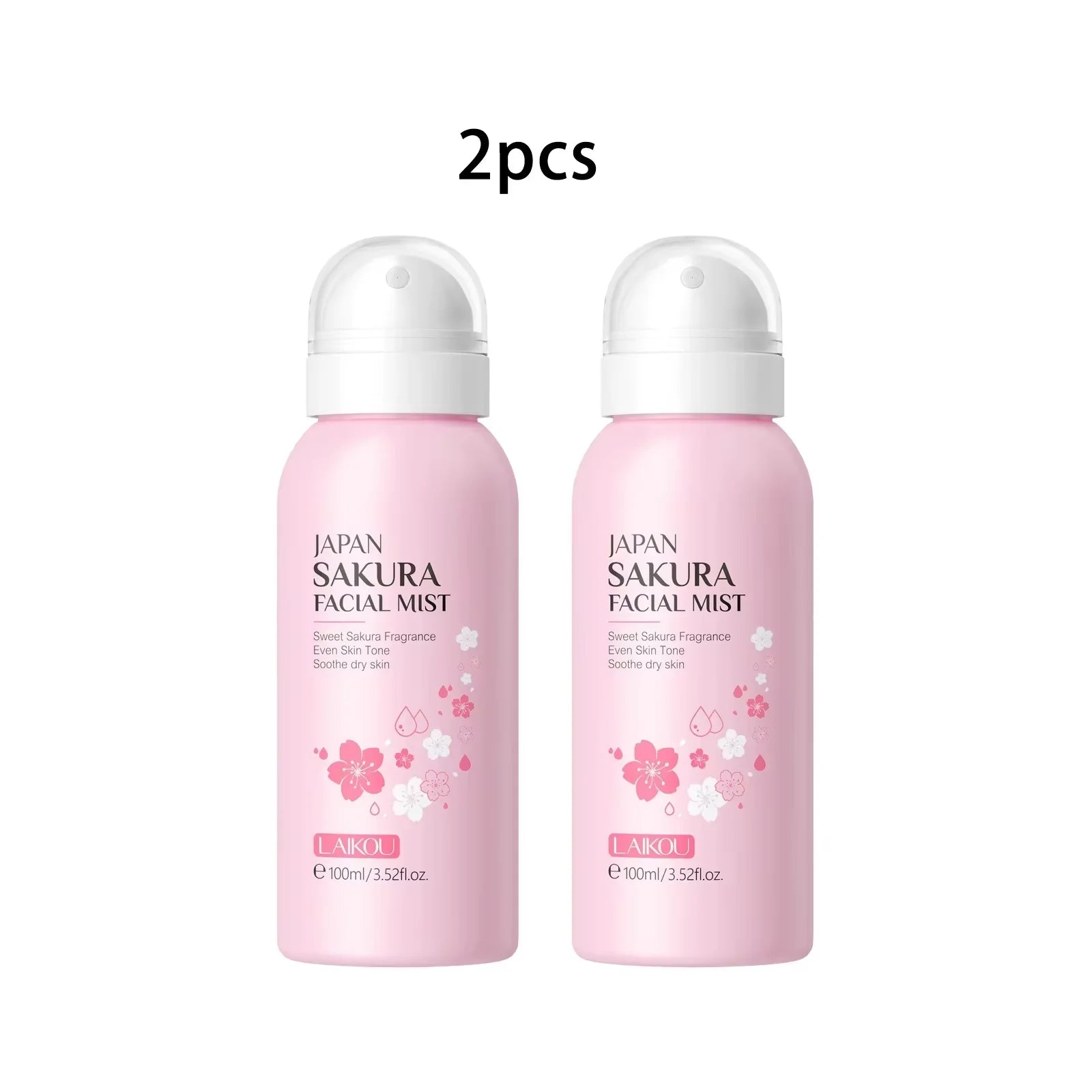 LAIKOU Sakura Facial Mist Brightening Spray Moisturizing Face Serum Brightening Toner Shrink Pores Oil Controlg Skincare 100ml Peaceful Pleasures Health and Wellness 2PCS