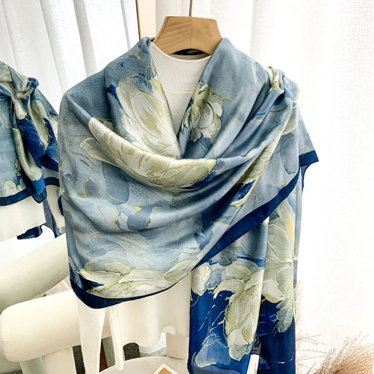 Spring Scarf Women's Luxury Design Scarf Silk Smooth Scarf Soft Muslim Headband Shawl Beach hijabs for woman Peaceful Pleasures Health and Wellness