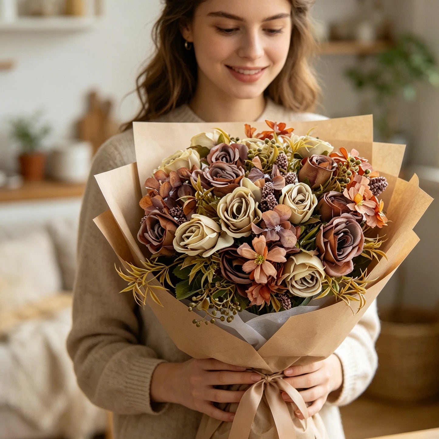 Artificial Silk Rose Peony Bouquet | Wedding & Home Decor