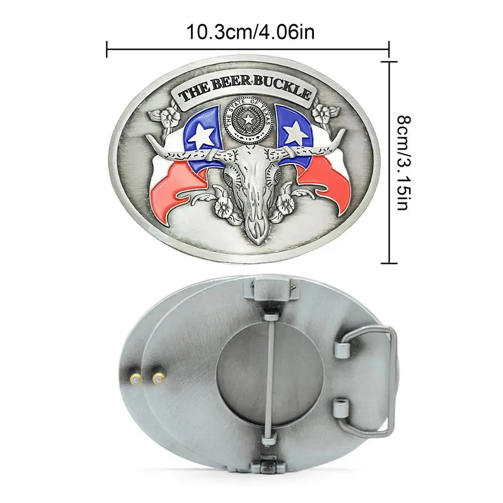 Belt Buckle Beer Holder for Men Vintage Eagle Bull Head American Flag, Metal Cup Holder for Beer Soda Can Water Bottle Party Peaceful Pleasures Health and Wellness 03