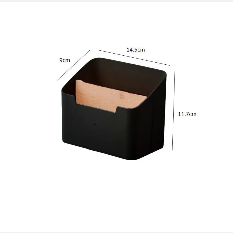 Multi-Function Remote Control Organizer Box for TV Air Conditioner Kitchen Desktop Storage Holder with Compartment Peaceful Pleasures Health and Wellness black