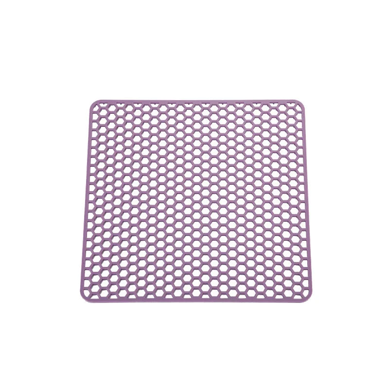 Silicone Drain Mat Heat Insulated Pad Kitchen Sink Protector Hollow Sink Mat Countertop Mats Kitchen Protection Countertop Mats Peaceful Pleasures Health and Wellness C Purple 26.5cm silicone