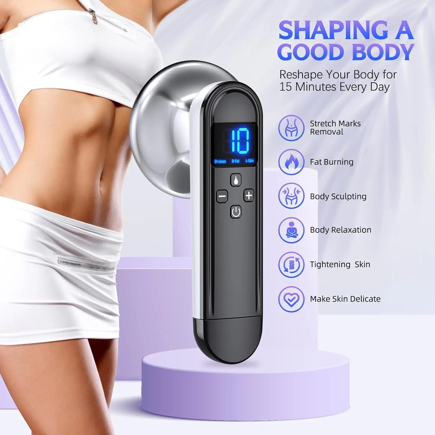 Body Sculpting Machine - Professional Handheld Cordless Cellulite Massager - Suitable for Belly, Neck, Legs, Hip, Arms Peaceful Pleasures Health and Wellness