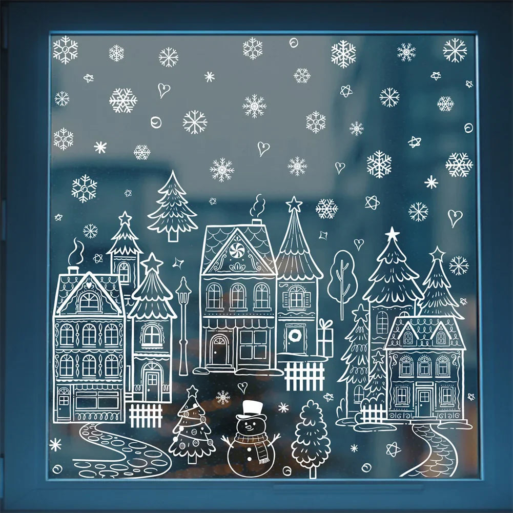 Snowman Christmas Window Clings & Removable Xmas Wall Decals