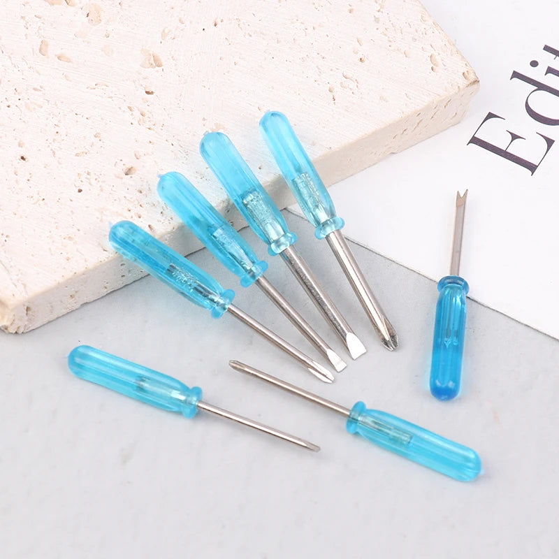 10Pcs Mini Screwdriver Blue Handle Mini Phillips Screwdriver Set Cross/Horizontal Head Precision Repair Tools Electronics Tools Peaceful Pleasures Health and Wellness