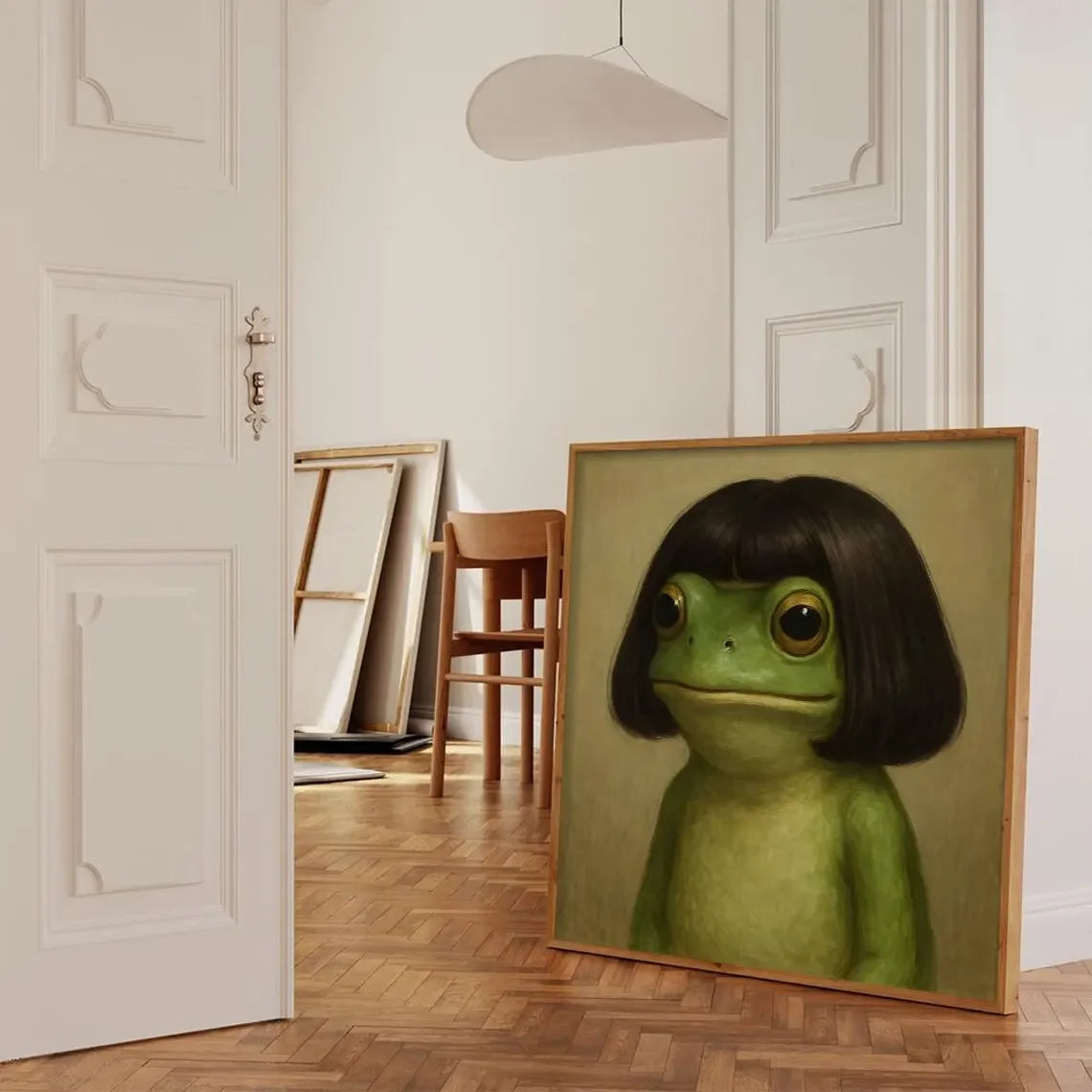 Whimsical Frog Portrait Canvas Print: Funny Animal Wall Art Peaceful Pleasures Health and Wellness