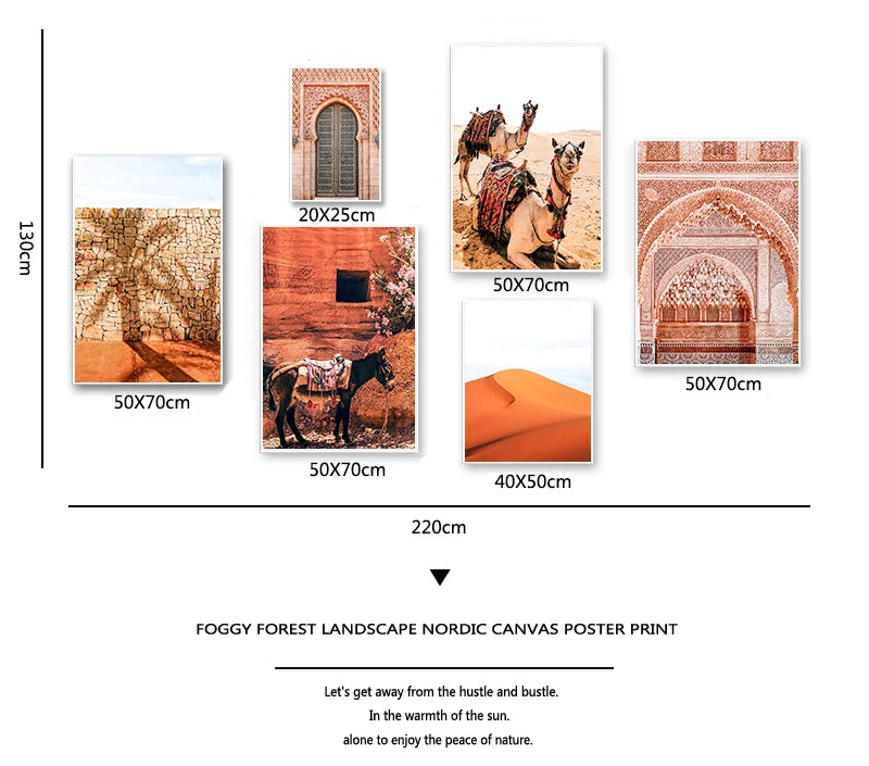 Boho Landscape Wall Art Desert Travel Print Marrakech Poster Camel Canvas Print Painting Wall Picture Living Room Moroccan Decor Peaceful Pleasures Health and Wellness