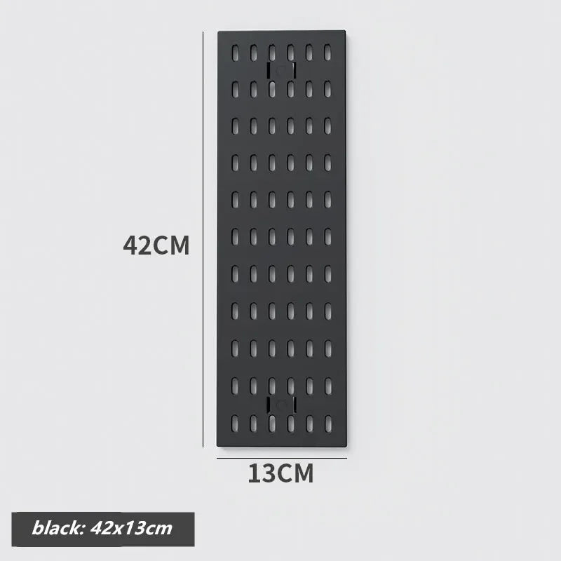 Home Pegboard Wall Hole Board Panels Decor Organizer Holder Mounting Display DIY Tool Storage Rack Bathroom Kitchen Hang Board Peaceful Pleasures Health and Wellness black 13x42cm