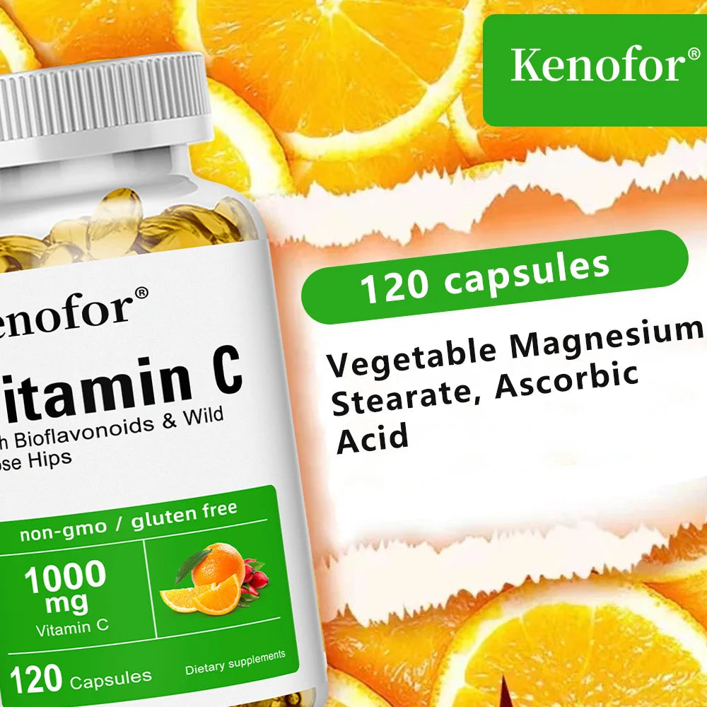 Vitamin C 1000mg - with Citrus, Rose hips,Immune System & Collagen High Potency Fat Soluble Ascorbic Acid Supplement Peaceful Pleasures Health and Wellness