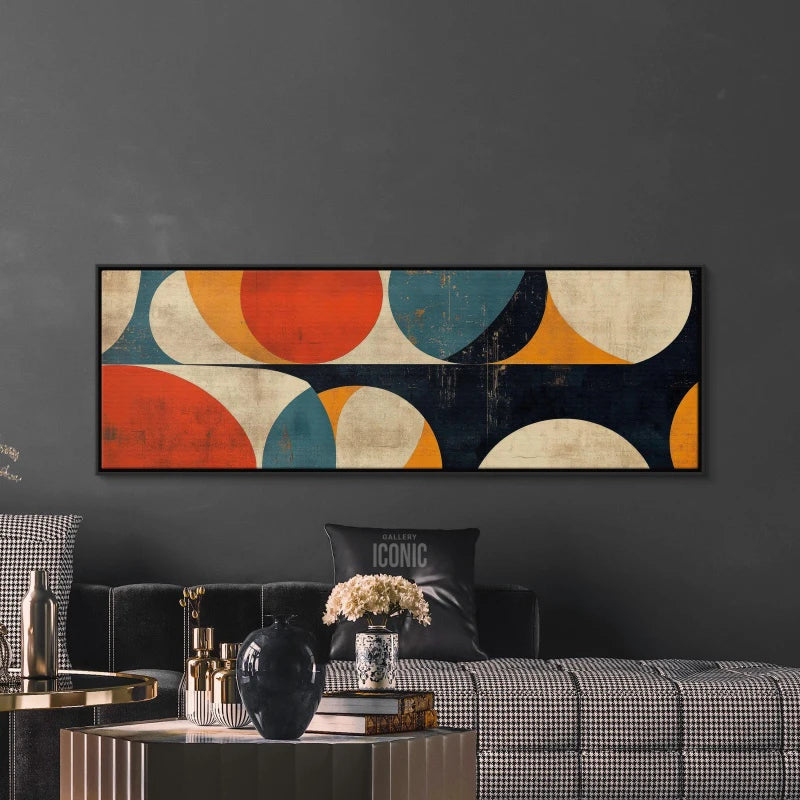 Mid Century Modern Wall Art Canvas | Unframed Bauhaus Print | Wide Panoramic Wall Art for Living Room Canvas | Abstract Wall Art Peaceful Pleasures Health and Wellness ZLH4179 70x210cm No Frame