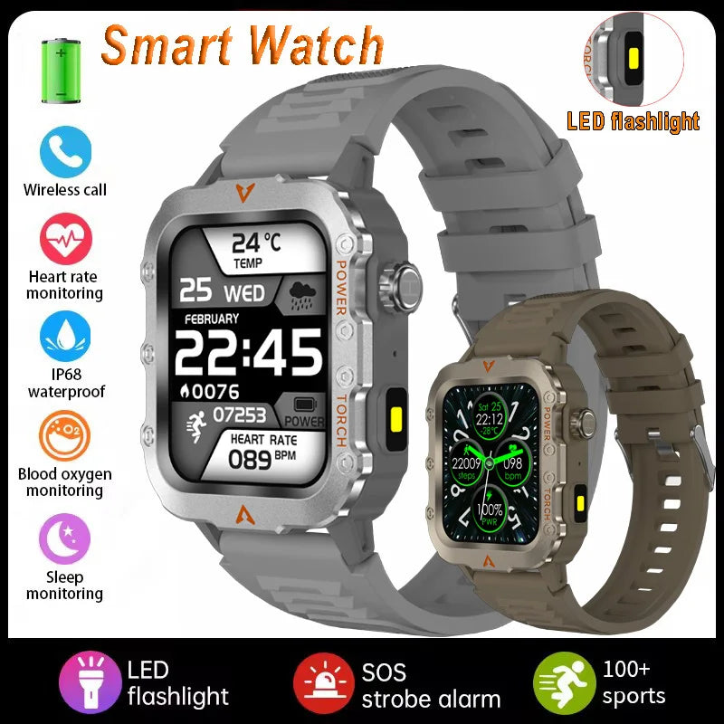 2026 New Military Smart Watch Men IP67 3ATM Waterproof Outdoor Sports Fitness GPS Tracker Health Monitor BT Call Smartwatch LS Peaceful Pleasures Health and Wellness 1Silver1Br