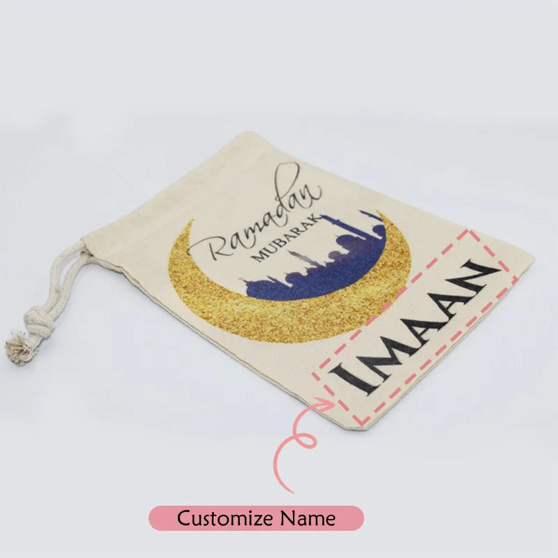 5-Pack Personalised Eid Mubarak Gift Bags | Custom Name Eidi Personalised Gift Bags Peaceful Pleasures Health and Wellness Ramadan Mubarak message us 5 names 5pcs 13x18cm