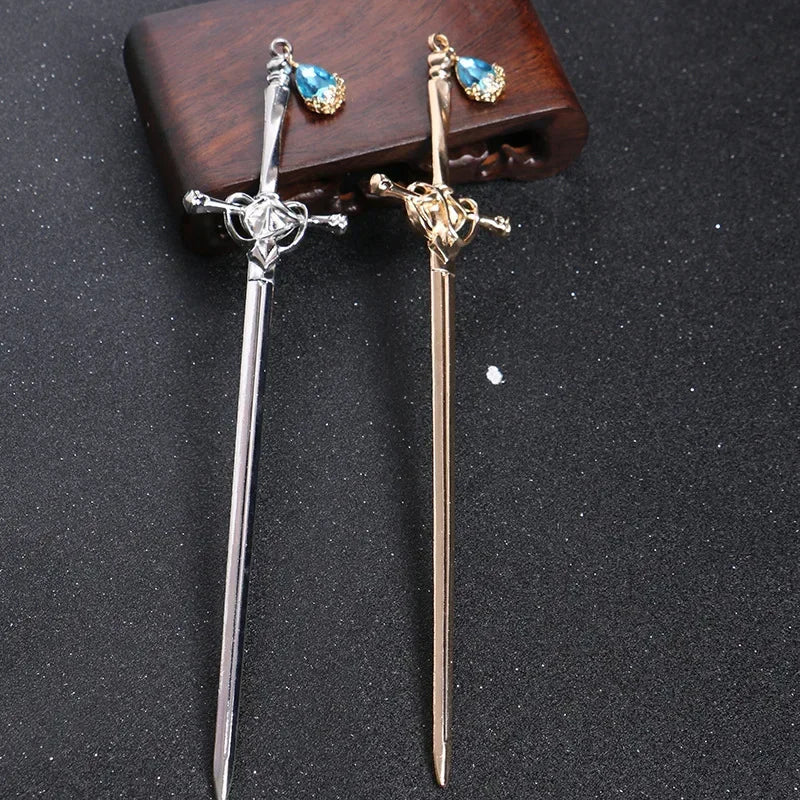 Vintage Sword Hair Stick – Metal Hairpin for Women