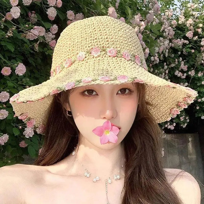 Women's Foldable Wide Brim Straw Sun Hat | UV Beach Hat