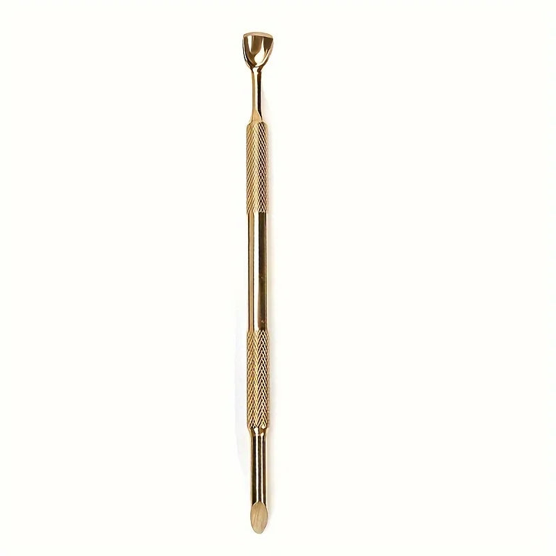 Russian-Style Double-Ended Stainless Steel Nail Pusher with Beveled Edge for Manicure, Pre-Treatment Tool for Removing Cuticles and Shaping, Available in 3 Colors Peaceful Pleasures Health and Wellness Golden