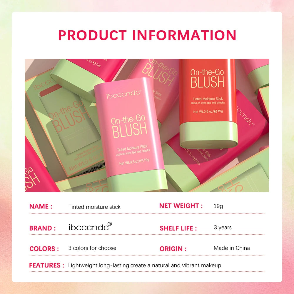 Make Up Functional Blush Stick Easy Color Rouge Blusher Cream Waterproof High Color Rendering Brightening Skin Tone Hot Peaceful Pleasures Health and Wellness