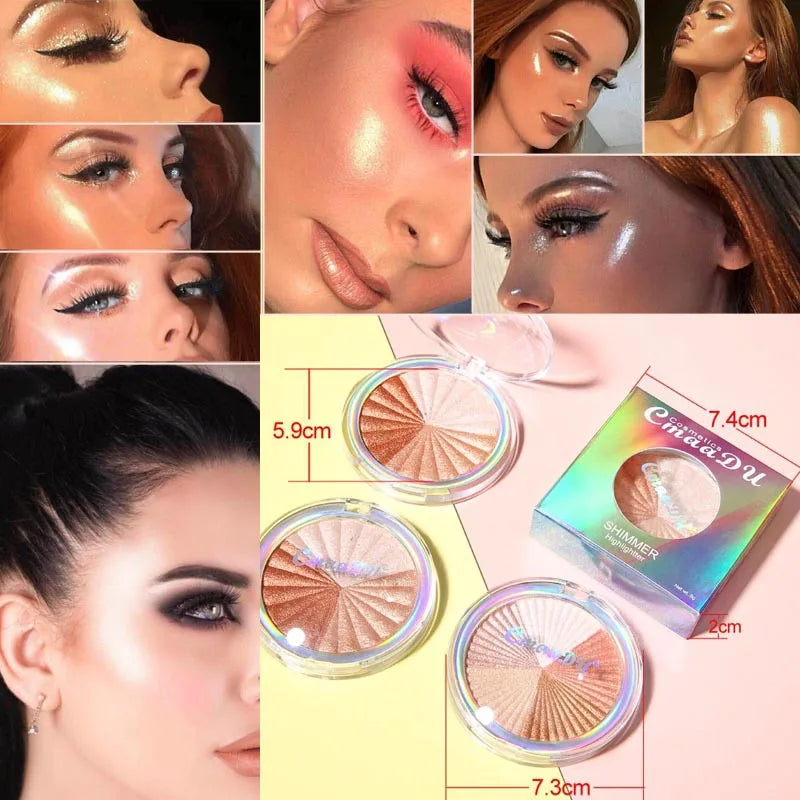5-in-1 Highlighter Powder Palette - Long-Lasting, Easy-to-Apply, Shimmery Effect for Contouring and Brightening All Skin Tones w Peaceful Pleasures Health and Wellness