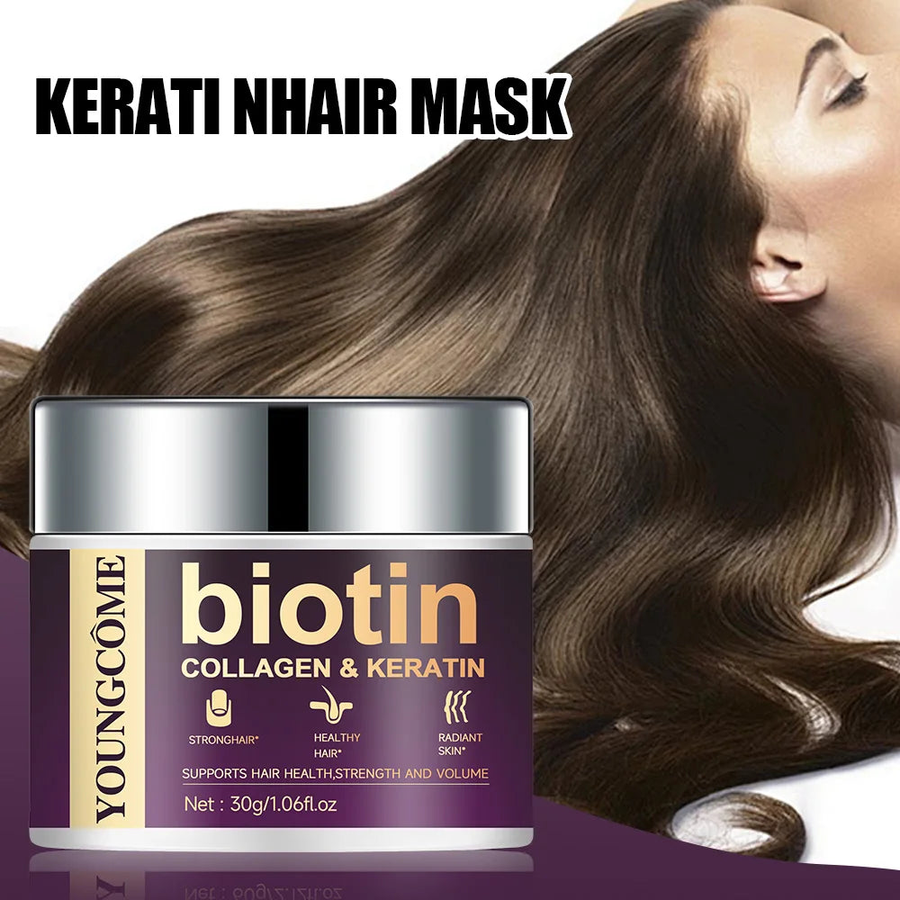 YOUNGCOME Biotin Hair Mask – Collagen & Keratin Frizz Repair Keratin Hair Mask Peaceful Pleasures Health and Wellness