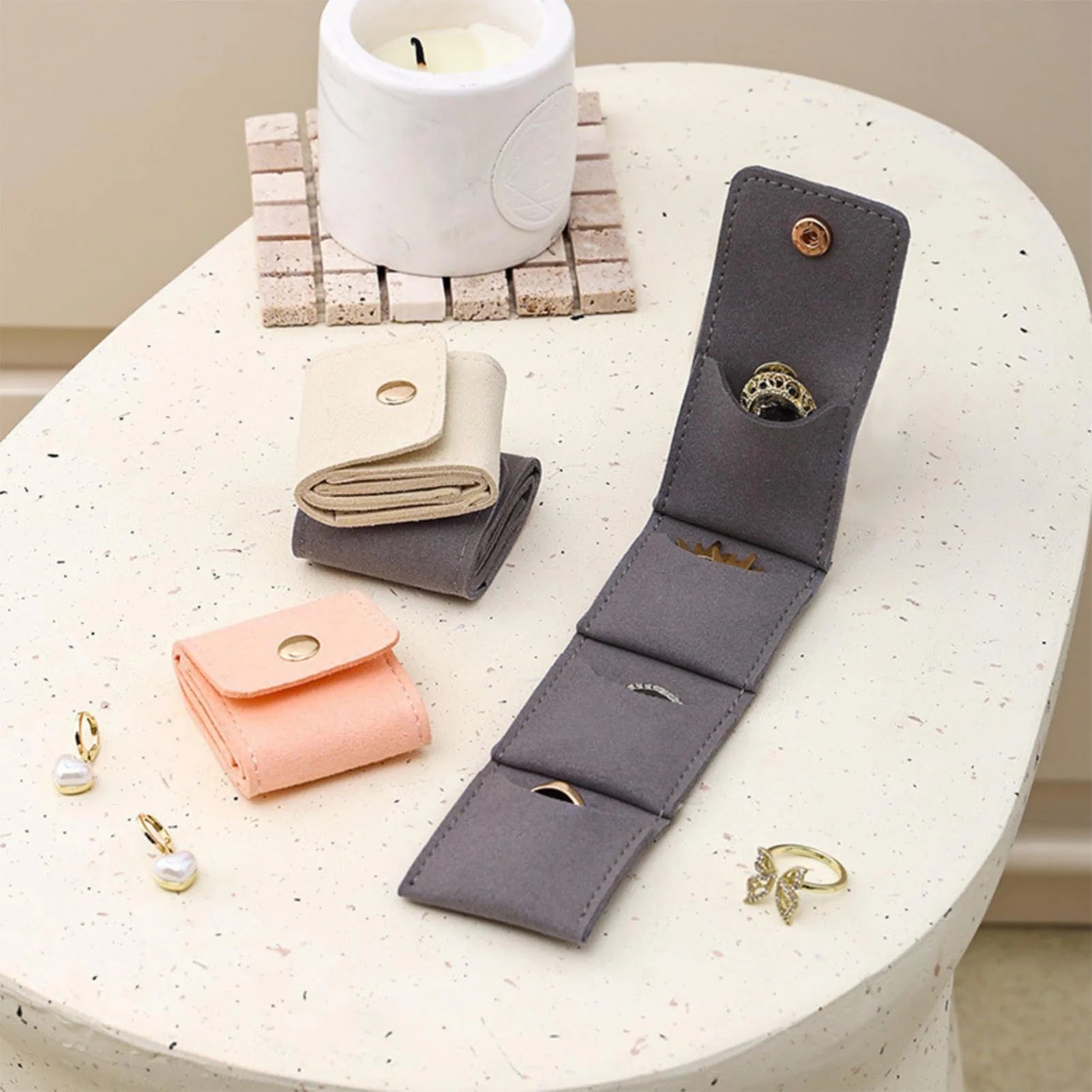 Compartmented Jewelry Bag Ring Necklaces Earrings Organizer Bag Small Accessories Simple and Portable Travel Jewelry Storage Bag Peaceful Pleasures Health and Wellness