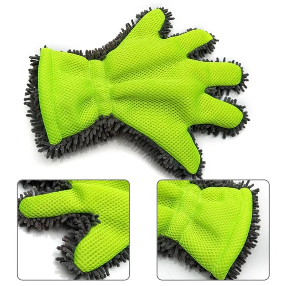 Premium 5-Finger Car Washing Gloves - Soft Microfiber Mitts for Effective Cleaning & Drying of Cars & Motorcycles Cleaning Peaceful Pleasures Health and Wellness