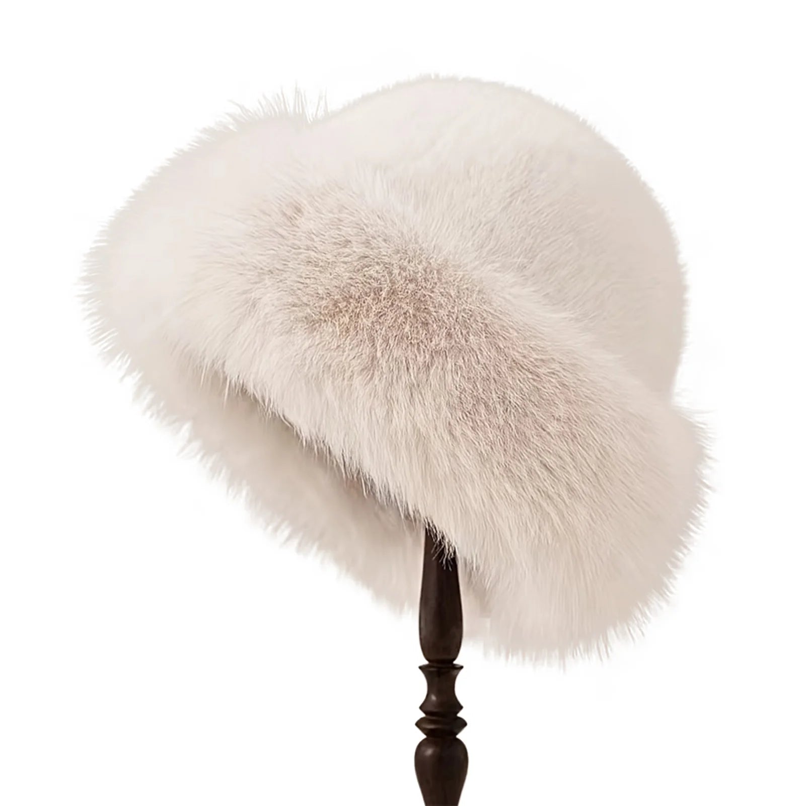 Autumn And Winter 2024 New Women's Fashion Fur Cap Fur Hat Fur Hats Mongolian Hat Brimless Plush Fluffy Skiing Riding Warm Caps Peaceful Pleasures Health and Wellness Milk tea One Size