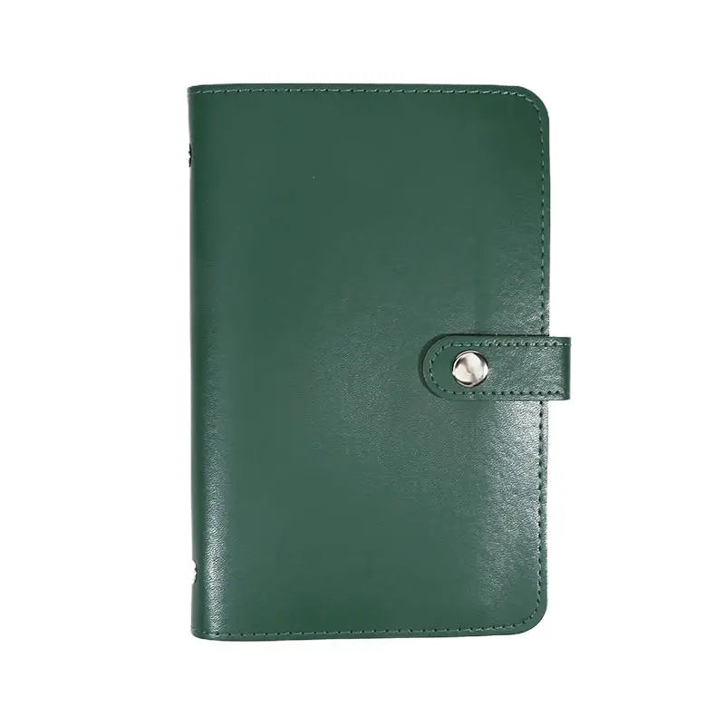 Large Capacity Cash Saving Organizer Book with Double Sided Pockets PU Leather Bill Storage Album for Budgeting Peaceful Pleasures Health and Wellness Green