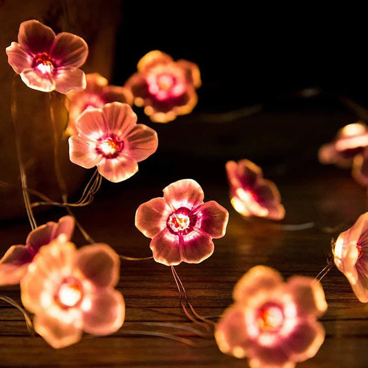 Pink Cherry Blossom LED String Lights | Sakura Fairy Garland LED Fairy String Lights Oasis Select