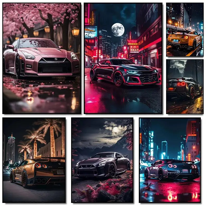 Abstract Sports Car Canvas Wall Art Print | Unframed Poster