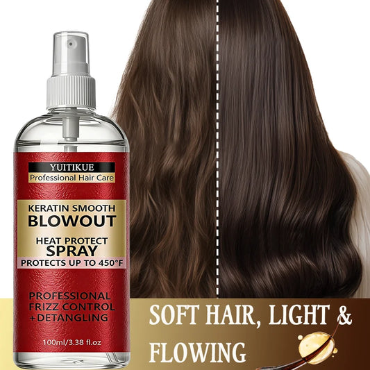 YUITIKUE Keratin Heat Protect Spray | 450°F Frizz Control Heat Protect Spray Peaceful Pleasures Health and Wellness