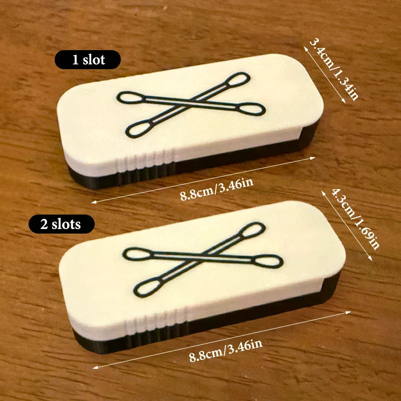 Mini Sliding Cotton Swab Storage Box – Dustproof Travel Case Swab Storage Case Peaceful Pleasures Health and Wellness