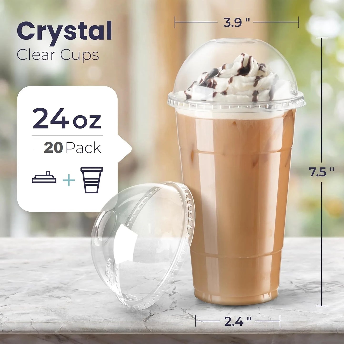 20 Clear Plastic Fruit Cups with Dome Lids PET Disposable Parfait Crystal Cups Suitable for Dessert Ice Cream and Cake Ideal for Peaceful Pleasures Health and Wellness 24OZ
