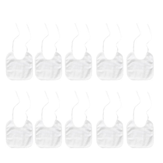 10-Pack White Cotton Baby Bibs | DIY Sublimation Blank Burp Cloths Baby Bibs Set Peaceful Pleasures Health and Wellness China Mainland