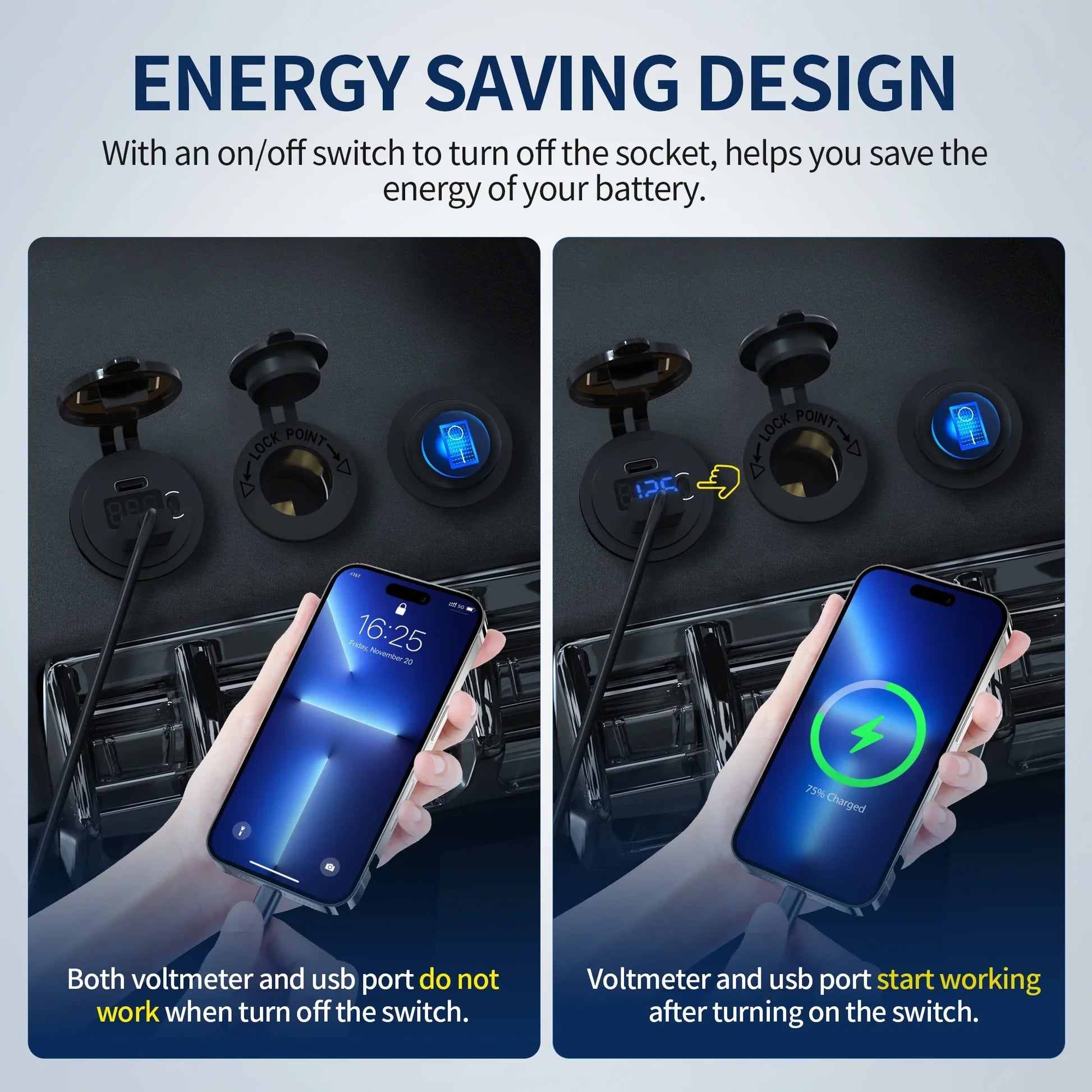 48W Dual USB Car Charger Socket with Voltmeter Peaceful Pleasures Health and Wellness