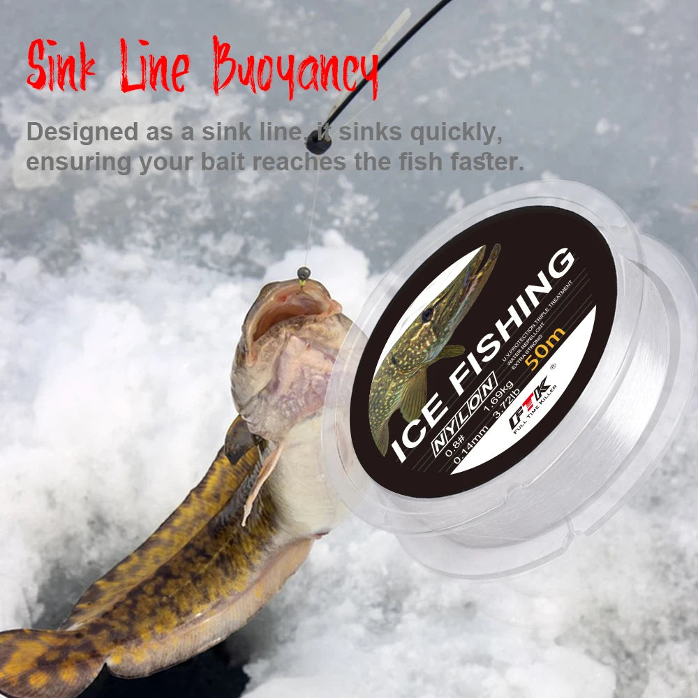 NGB 50M Ice Fishing Line Super Strong Monofilament Nylon Winter Bream Saltwater Fishing-Line Japan Low Memory Carp Line Peaceful Pleasures Health and Wellness