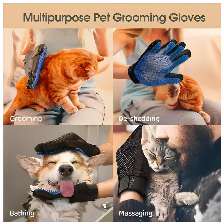 Pet Hair Glove Comb Pet Dog Cat Grooming Cleaning Glove Deshedding Hair remover Massage Brush Animal Supplies Cat Accessoies Peaceful Pleasures Health and Wellness