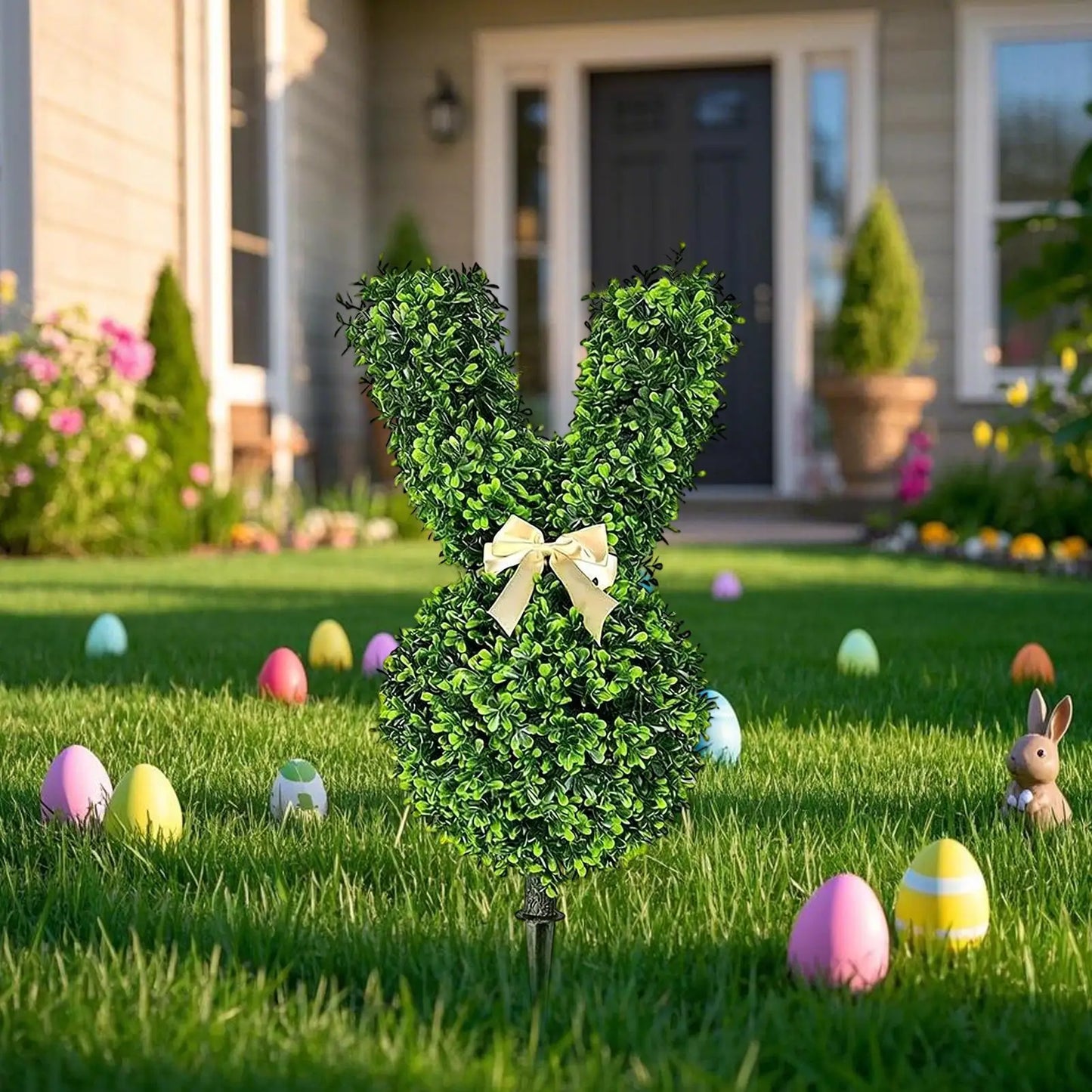 Easter Artificial Rabbit Topiary Garden Stake Decor – Bunny Garden Topiary Decor Peaceful Pleasures Health and Wellness