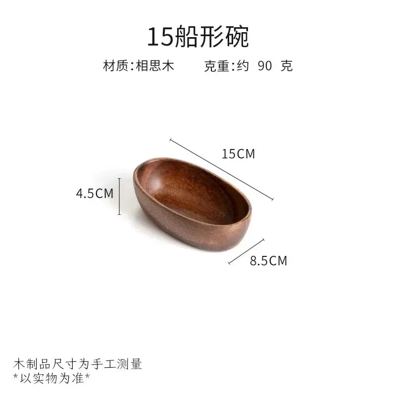 Solid Walnut Wood Boat-Shaped Serving Bowl & Fruit Plate | Premium Dry Fruit, Sushi, Nut & Tea Tray