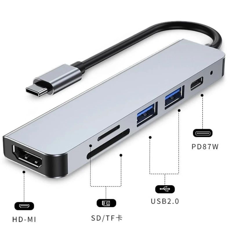 USB 3.0 Type-C Hub To HDMI Adapter 4K 30HZ SD TF Card PD 87W Fast Charge Splitter USB Docking Stations Hub for MacBook Compute Peaceful Pleasures Health and Wellness