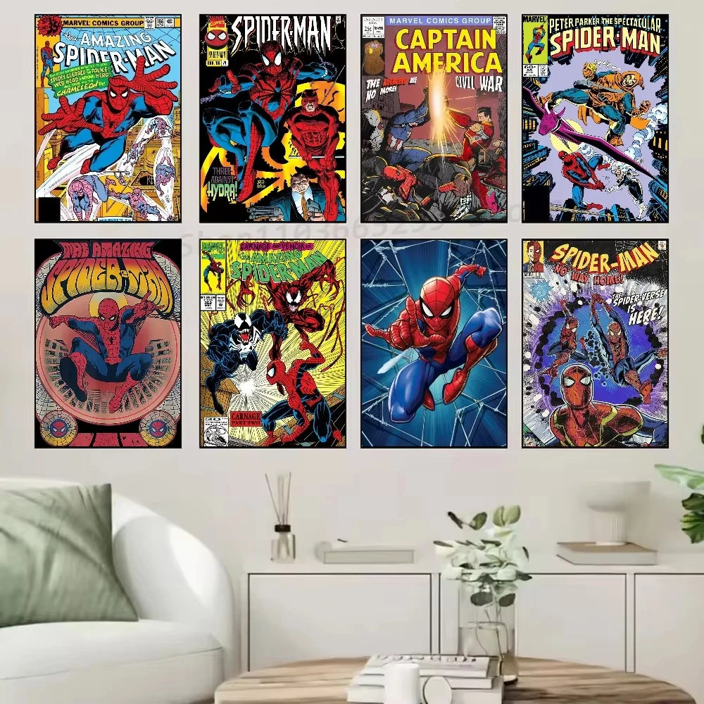 Marvel Movie SpiderMan Wall Art Poster Classic Superhero Avengers Home Decoration Canvas Picture Prints Artwork Mural Print Gift Peaceful Pleasures Health and Wellness