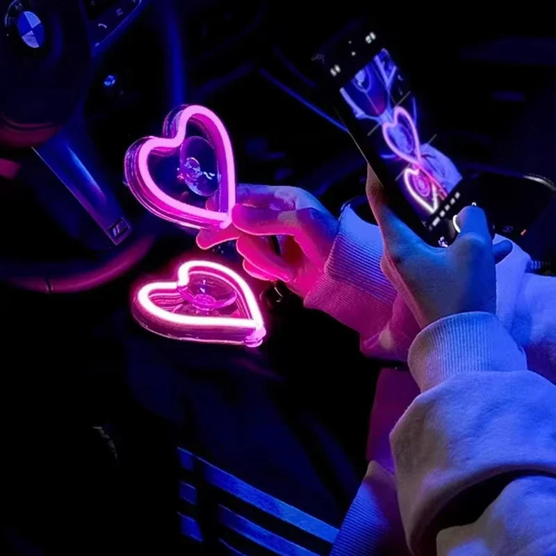 Heart LED Car Window Neon Light | USB & Remote Control