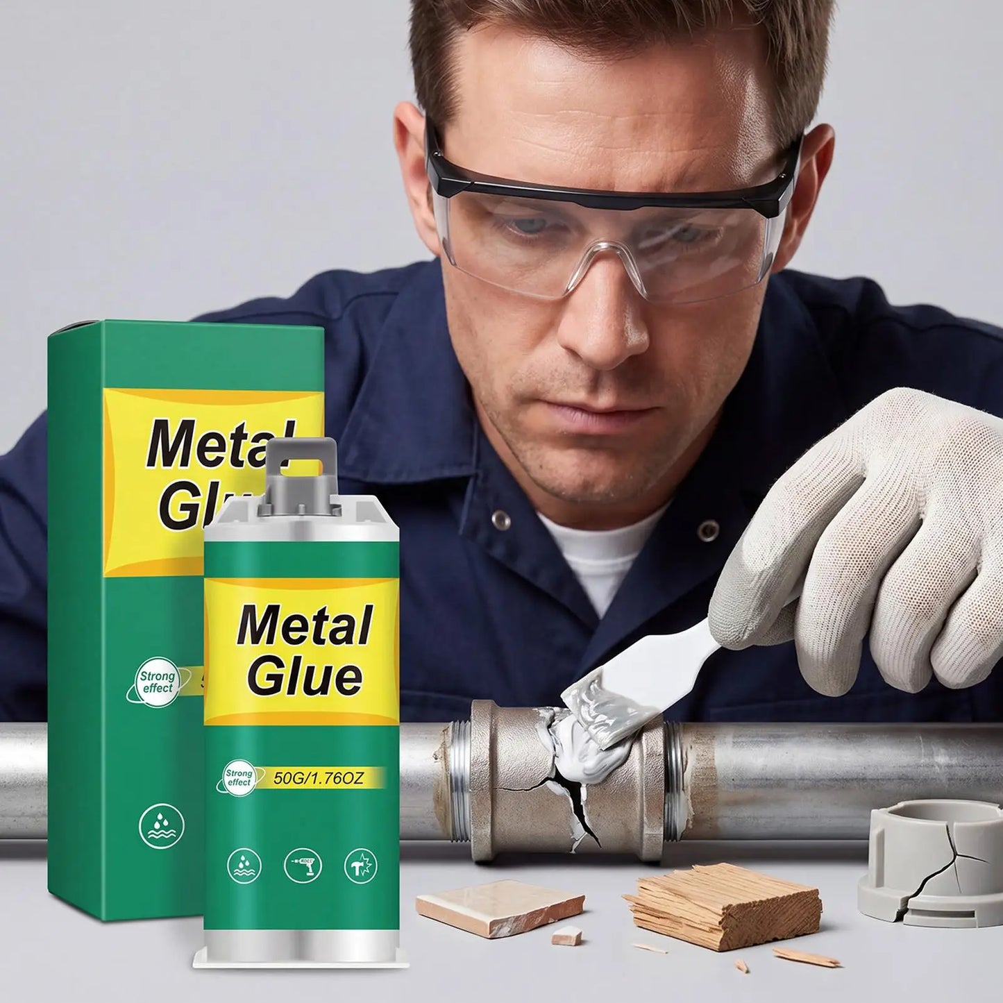 50g Metal Bonding Adhesive High Strength Welding Repair Glue For Home Industry Mechanics Crafts, Bonds Metal Wood Glass Ceramic Peaceful Pleasures Health and Wellness