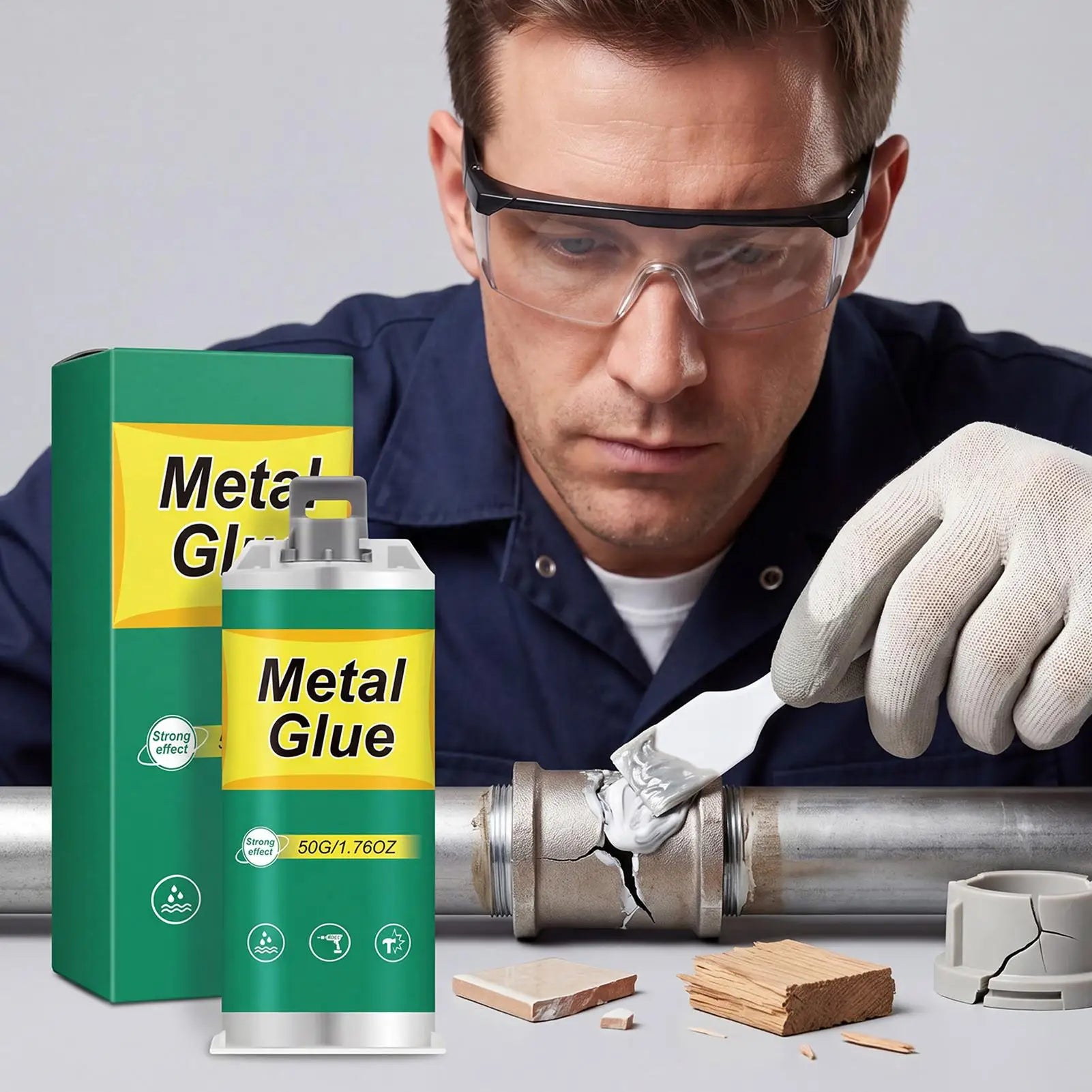 50g Metal Bonding Adhesive High Strength Welding Repair Glue For Home Industry Mechanics Crafts, Bonds Metal Wood Glass Ceramic Peaceful Pleasures Health and Wellness