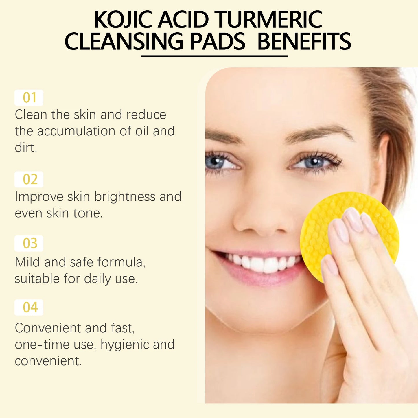 Turmeric Kojic Acid Cleansing Pads – Exfoliate & Brighten (40ct)