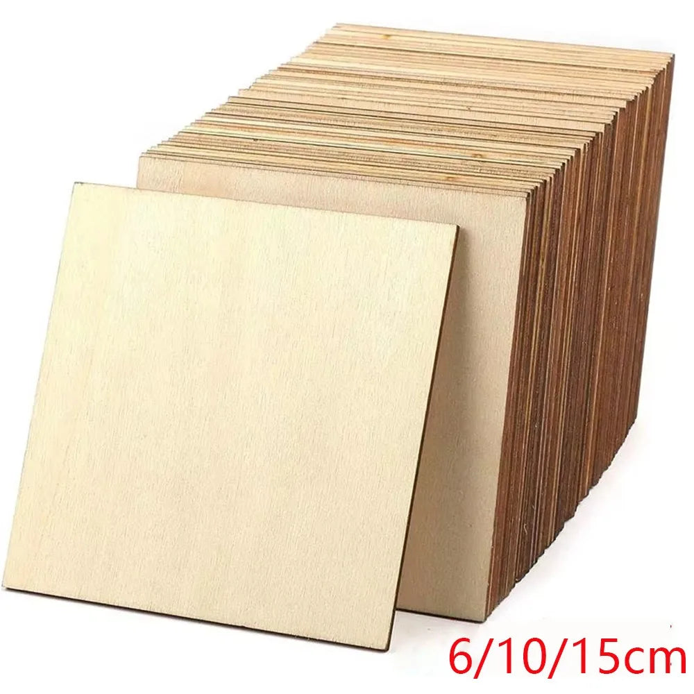 10pcs Blank Wood Squares for DIY Crafts, Painting & Carving