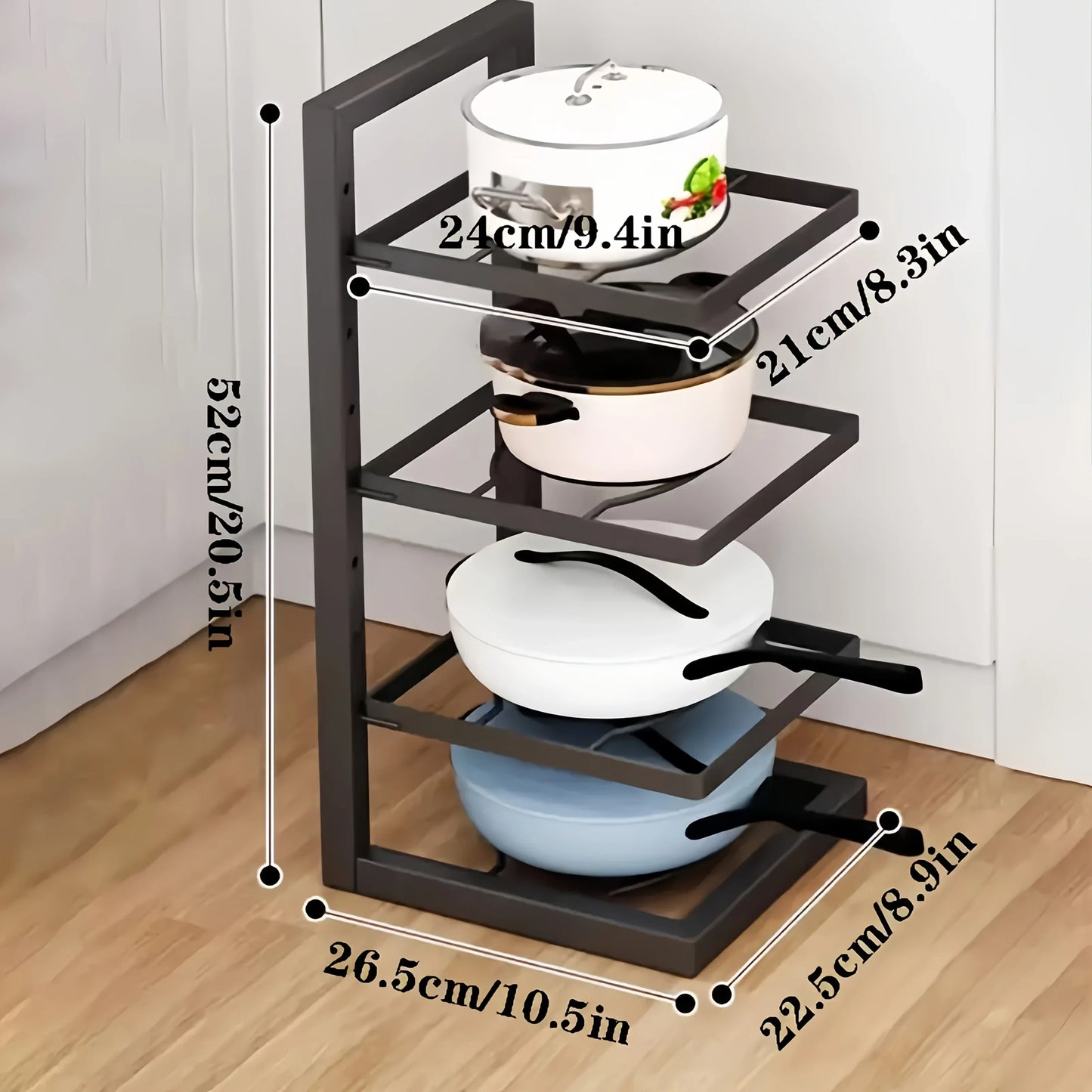Adjustable Multi-Layer Kitchen Shelf – Pot Rack & Organizer