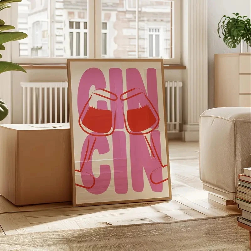 Cin Cin Wine Cheers Canvas Wall Art | Wine Lover Decor