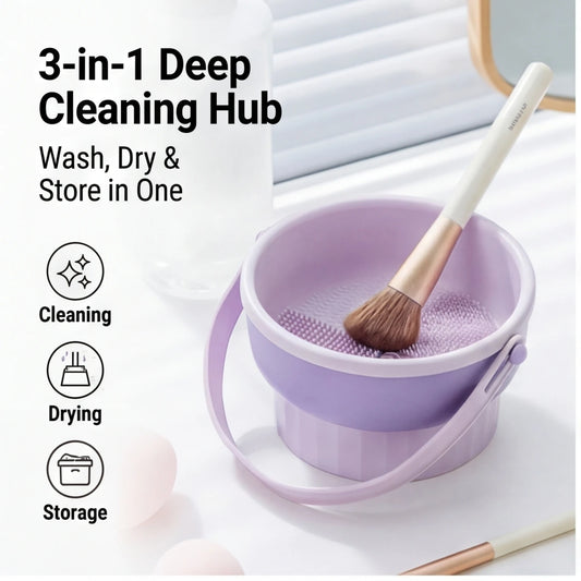 Silicone Makeup Brush Cleaning Bowl & Drying Shelf Set Brush Cleaning Set Peaceful Pleasures Health and Wellness