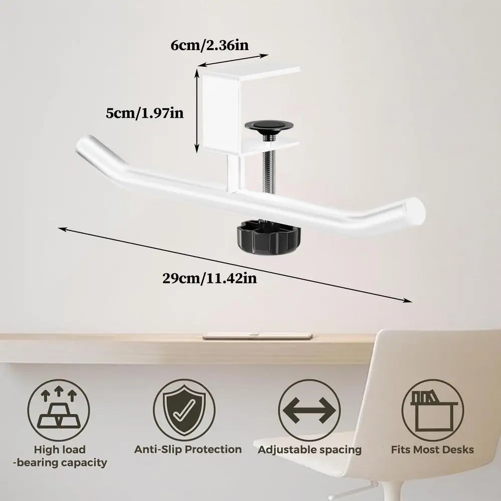 Heavy Duty Double Pole Table Bag Holder & Purse Hook Clamp Table Bag Holder Peaceful Pleasures Health and Wellness White China Mainland
